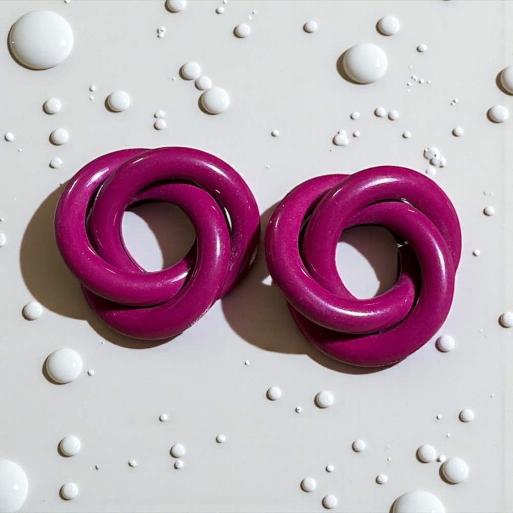 Vintage Pink Enamel Love Knot Earrings